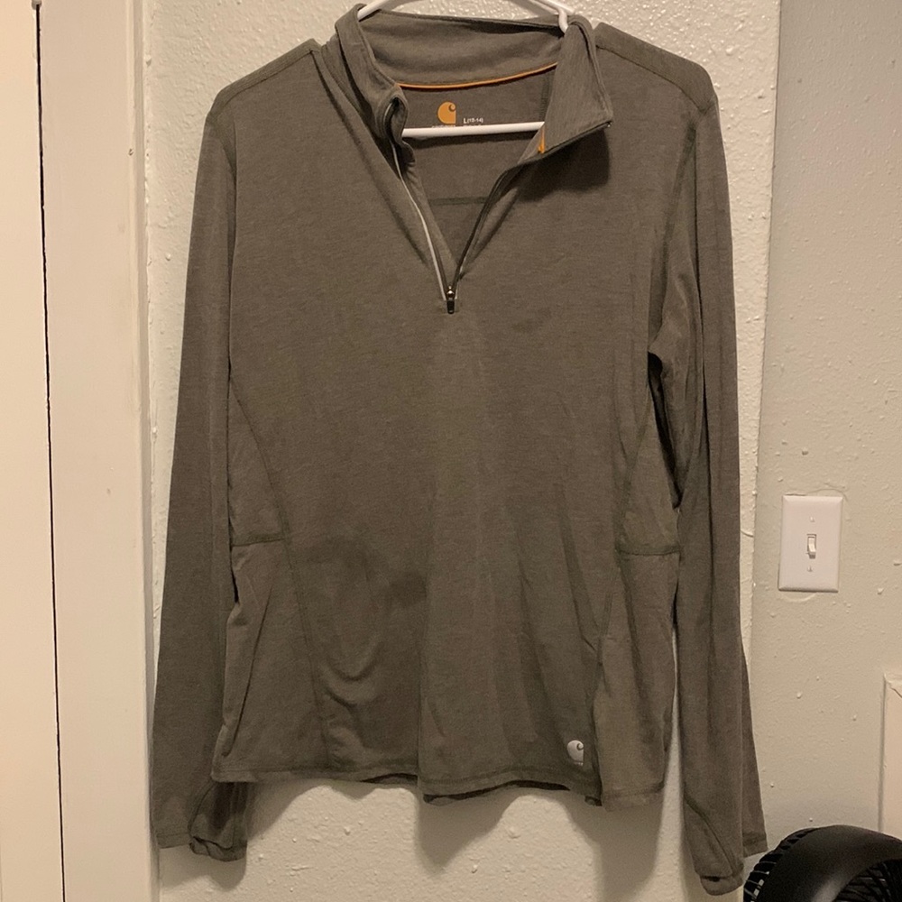 Green and blue Carhartt workout pull overs